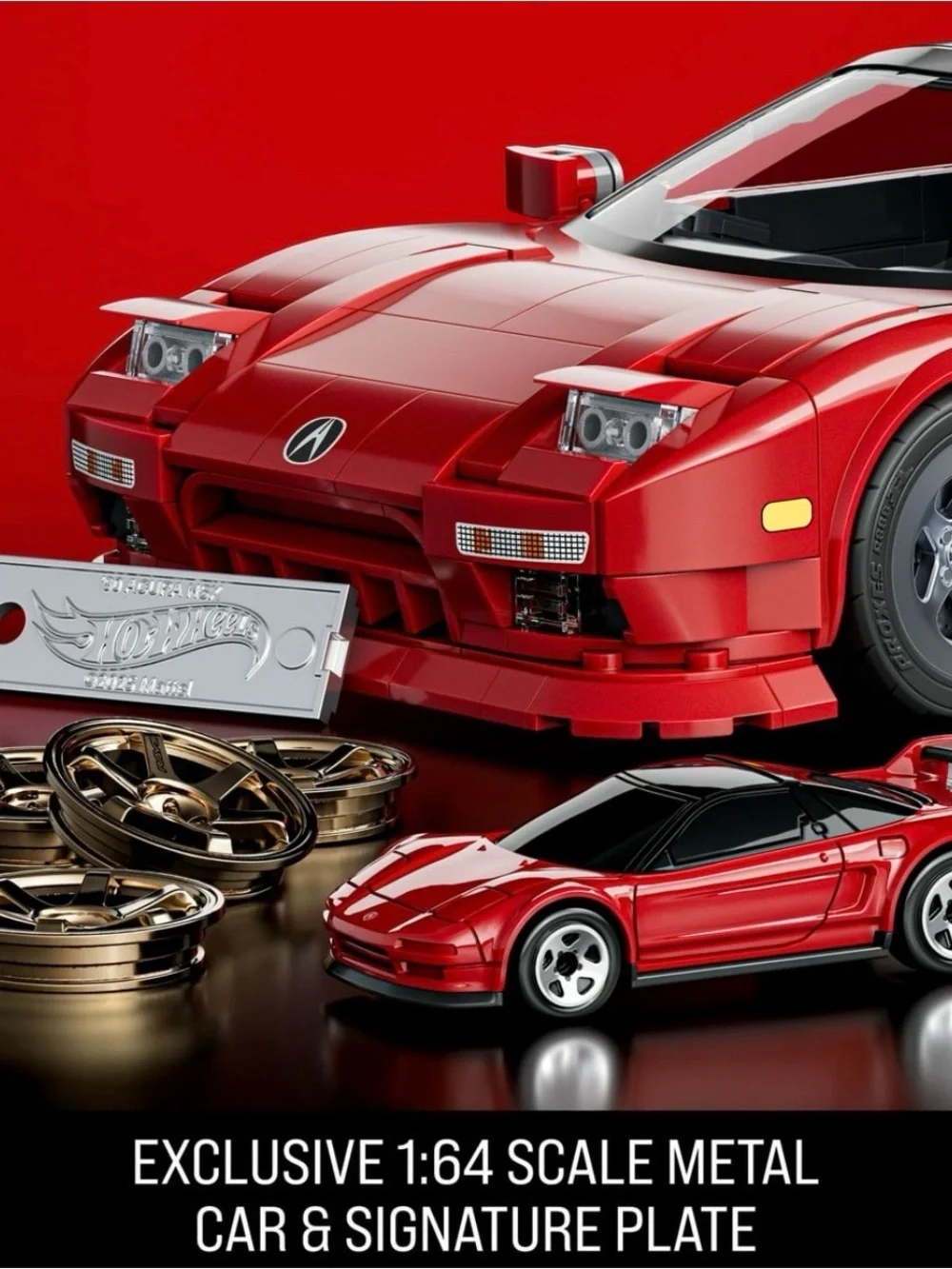 Mattel Hot Wheels '90 Acura NSX Brick Car Kit - Red with Black Accents